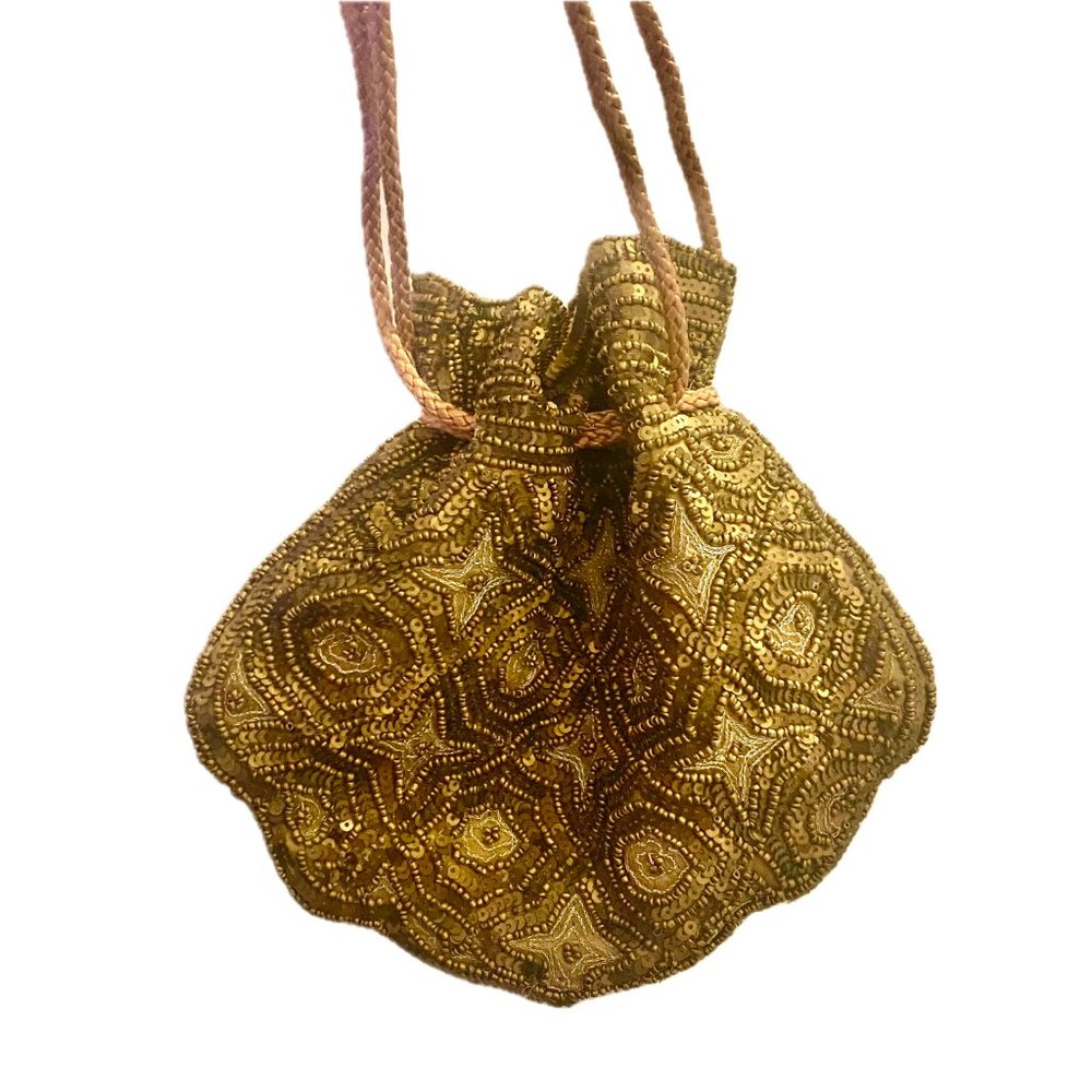Handcrafted Beaded Potli Bag Satin Silk Drawstring Evening Bag New
